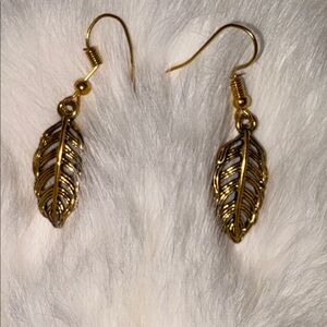 NWOT Gold Feather Earrings